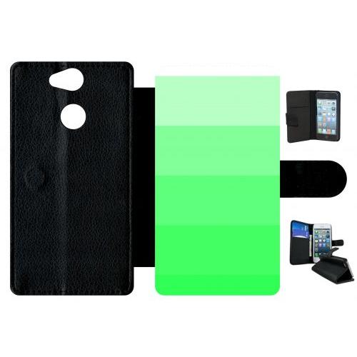 Etui A Rabat - Degrad Vert Fluo - Compatible Avec Sony Xperia Xa2 - Simili-Cuir - Bord Noir