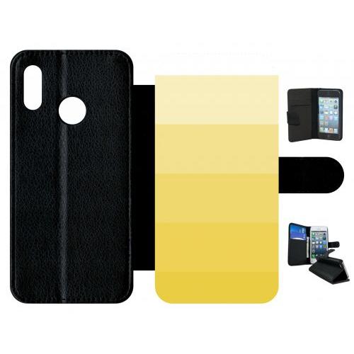 Etui A Rabat - Degrad Jaune - Compatible Avec Huawei P20 Lite - Simili-Cuir - Bord Noir