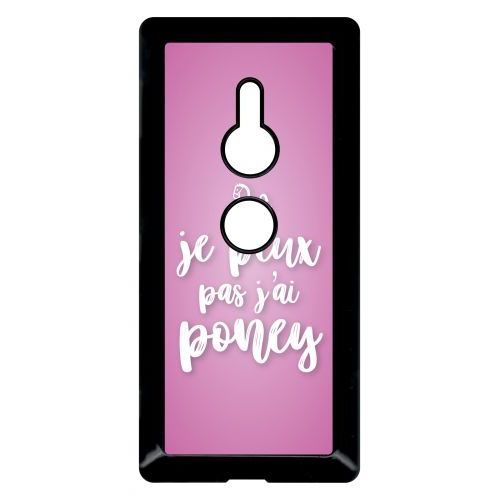 Coque Pour Smartphone - Je Peux Pas Jai Poney Fond Rose Pale - Compatible Avec Sony Xperia Xz2 - Plastique - Bord Noir