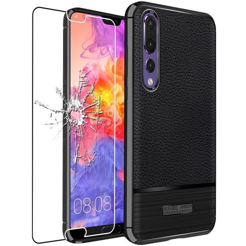 Ebeststar - Coque Huawei P20 Pro Etui Tpu Souple Anti-Choc Motif Cuir Anti-Dérapante, Noir [Dimensions Precises Smartphone : 155 X 73.9 X 7.8 Mm, Écran 6.1''][Note Importante Lire Description]