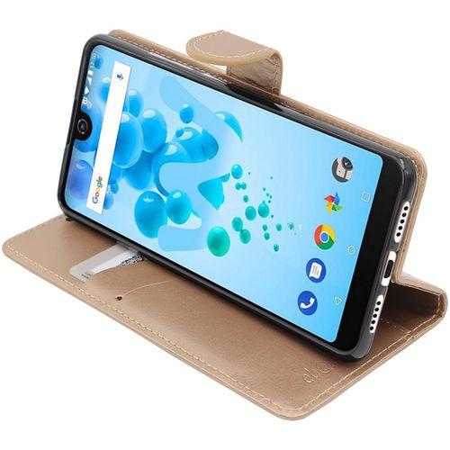 Ebeststar - Etui Wiko View 2 Pro Coque Portefeuille Pu Cuir, Or / Doré [Dimensions Precises Smartphone : 153 X 72.6 X 8.3 Mm, Écran 6'']