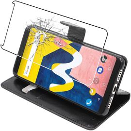 Ebeststar - Etui Wiko View Lite Coque Portefeuille Pu Cuir, Noir [Dimensions Precises Smartphone : 148.4 X 70.7 X 8.5 Mm, Écran 5.45''][Note Importante Lire Description]