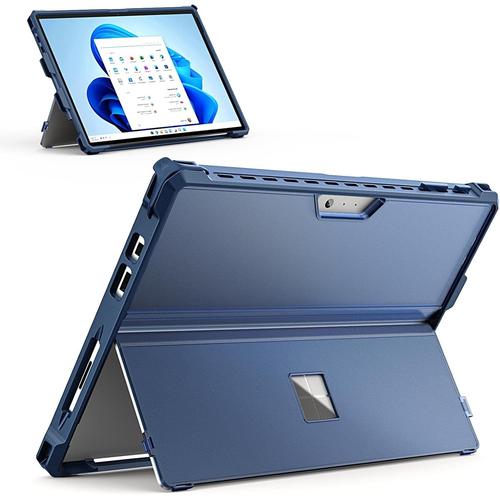 Coque Compatible Avec Surface Pro 7 Plus 2021/Surface Pro7 2019/Pro 6/Pro 5/4/Lte, Étui De Protection En Pc + Tpu Robuste Tout-En-Un Avec Coque De Support Compatible Avec Clavier, Bleu