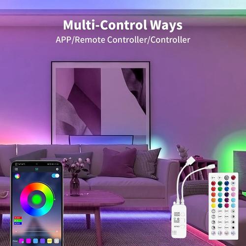 Bluetooth Ruban Led Controller 44 Touches Bande Led, Contrôleur App Smartphone Ios/Android, Mode Sync Music, Télécommande Ir, Dc5v-24v Bandeau Lumineux Led Controller Pour Rgb Led Strip