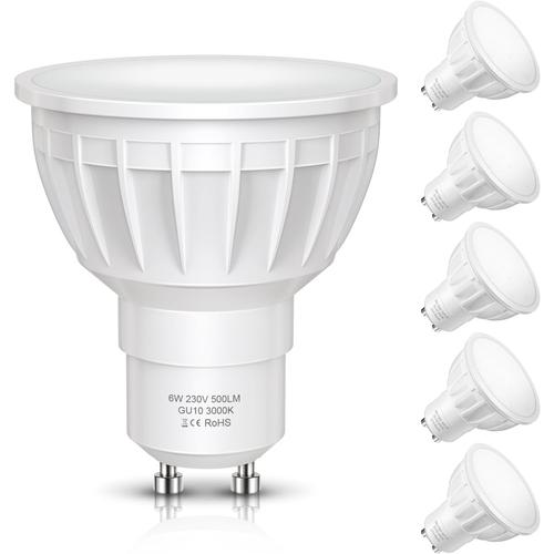 Lohas Lot De 5 Ampoules Led Gu10 Blanc Neutre 5,5 W Équivalent De 50 W 500 Lm 4000 K Blanc Naturel Angle D'éclairage 120° Intensité Non Variable