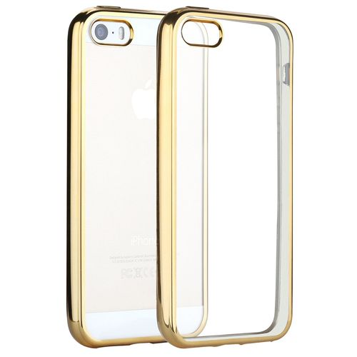 Coque Iphone 5/ 5s/ Se , Welkoo® Coque Iphone 5s En Silicone, Housse Iphone 5 En Silicone Couleur Transparente Contour Doré, Souple Et Flexible. Compatible Avec L'iphone 5, 5s Et Se.