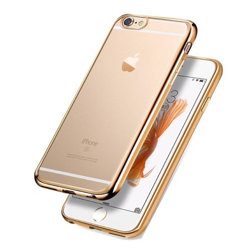 Coque Iphone 6 / 6s, Welkoo® Coque Iphone 6 En Silicone, Housse Iphone 6s En Silicone Couleur Transparente Contour Doré, Souple Et Flexible. Compatible Avec L'iphone 6 Et 6s.