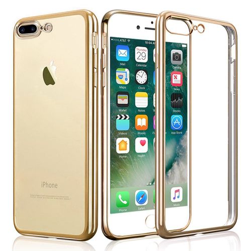 Coque Iphone 7 Plus / Iphone 8 Plus, Welkoo® Coque Iphone 7 Plus En Silicone, Housse Iphone 8 Plus En Silicone Couleur Transparente Contour Doré, Souple Et Flexible. Compatible Avec L'iphone 7 Plus Et 8 Plus.