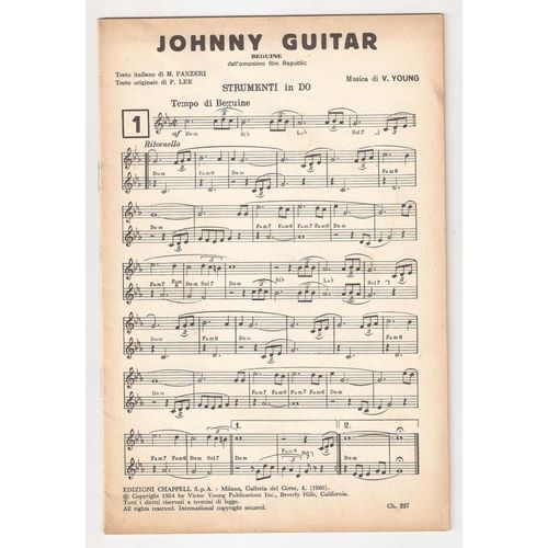 Johnny Guitar - V. Young - Et Sélection De 19 Autres Morceaux Pour Instruments Seuls En Do - Chappell 1954