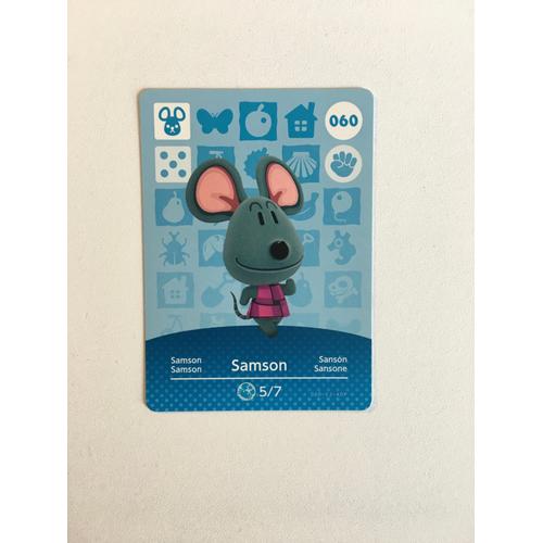 Carte Amiibo Animal Crossing (Happy Home Designer & Welcome Amiibo) Série 1  N°60 : Samson | Rakuten