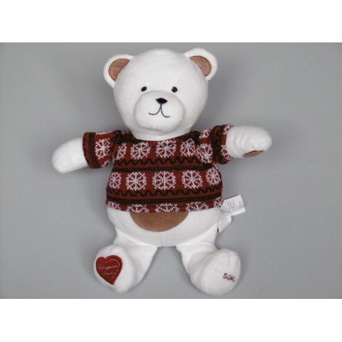 Doudou Ours Blanc Et Marron Pull Jacquard "Les Pyjamas Rêveurs" Sergent Major Sgmj