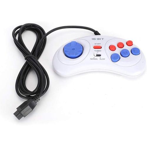 Manette De Jeu Pour Contrôleur, Mini Console De Jeu Portable 9 Broches 16 Bits Contrôleur De Jeu Ergonomique Blanc Pour Sega, Conçu Avec Fonction Turbo