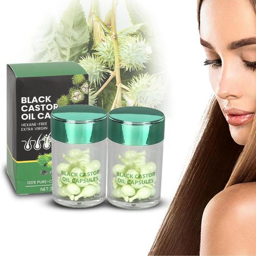 Capsules D'huile De Ricin, 60 Pcs Gélules Pour La Croissance Des Cheveux, Prévention De La Perte De Cheveux, Réparation Intense Et Nourriture Pour Cheveux Endommagés