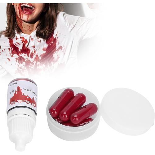 Faux Sang Capsules Faux Sang, Halloween Blessure Cicatrices Ecchymoses Zombie Vampire Fantaisie Visage Corps Peinture, Sang Costume Cosplay Prop Party Trick Fournitures