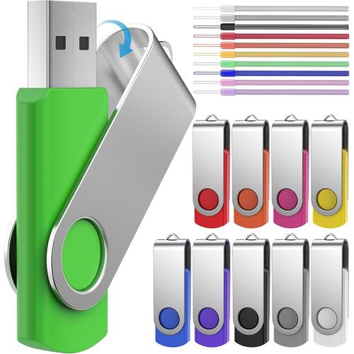 Cle USB 32 Go Lot de 10 Clés USB Flash Drives Stockage Rotation Disque Mémoire Stick PenDrive Multi Colors Clef USB 32 Go avec Cordes by