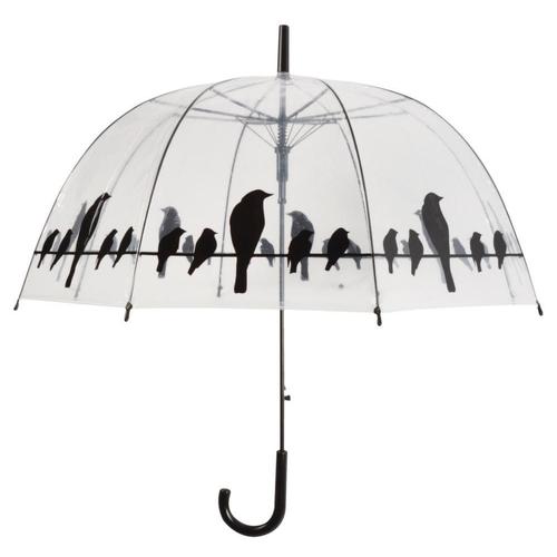 Parapluie Transparent Noir Oiseaux Sur Un Fil