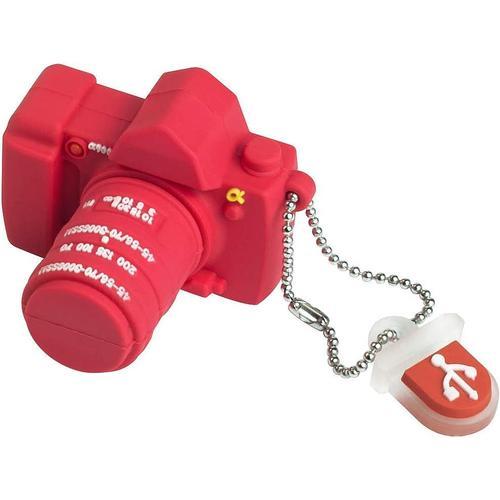 Clé USB 16Go Caméra, Mémoire Stick USB Flash Drive Pendrive en Silicone Cadeaux pour étudiants, familles et Enfants (16Go,Rouge)