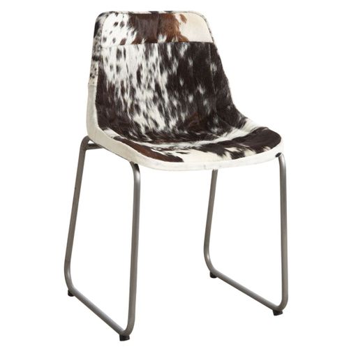 Chaise En Peau De Vache Marron Et Blanche