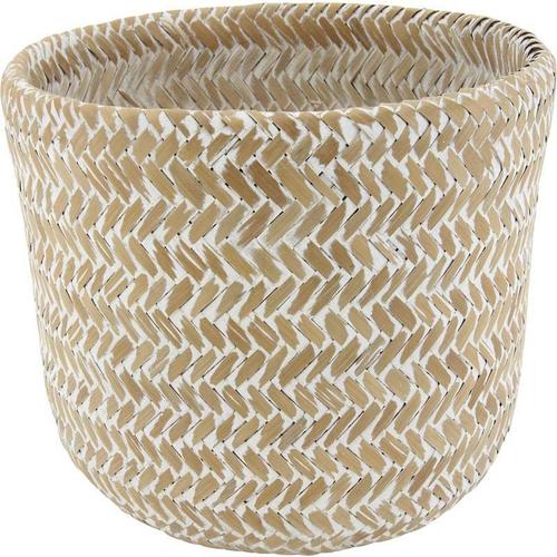 Cache Pot Rond En Bambou Patiné (Lot De 5)