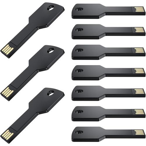 Clé USB 8Go Forme de Clé 10 Pièces USB 2.0 Noir Cle USB Nouveauté Mémoire Stick Étanche Thumb Drive Stockage de Données Externe pour Cadeau