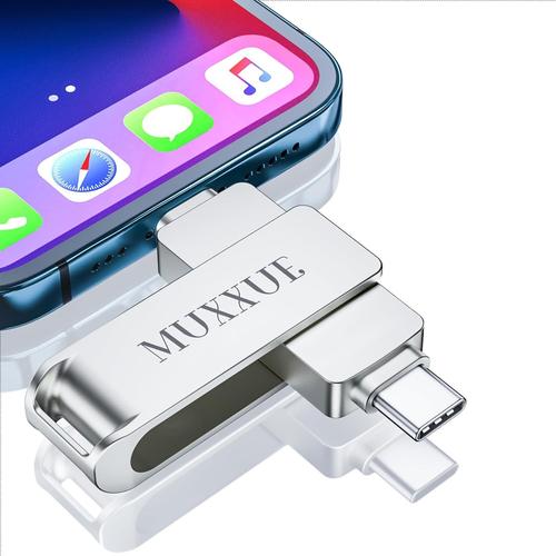 3 en 1 Cle USB iPhone 128 Go, Clé USB iPhone, Clé USB pour iPhone, Pad, USB C téléphone Android, PC, Tablette, Ordinateur