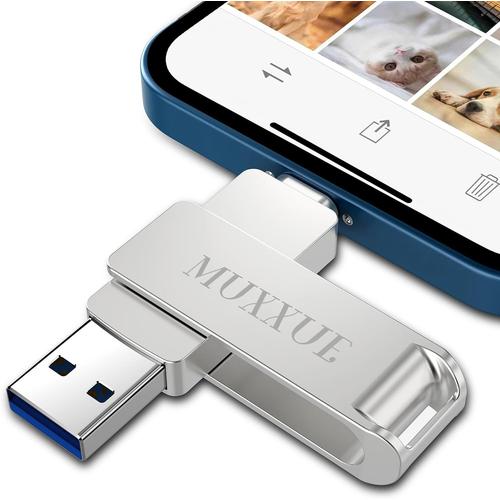 Clé USB 3 en 1 pour iPhone, iPad, Mac, Android, PC avec iOS, USB, type C, photos/vidéos copiées en un clic 16 Go
