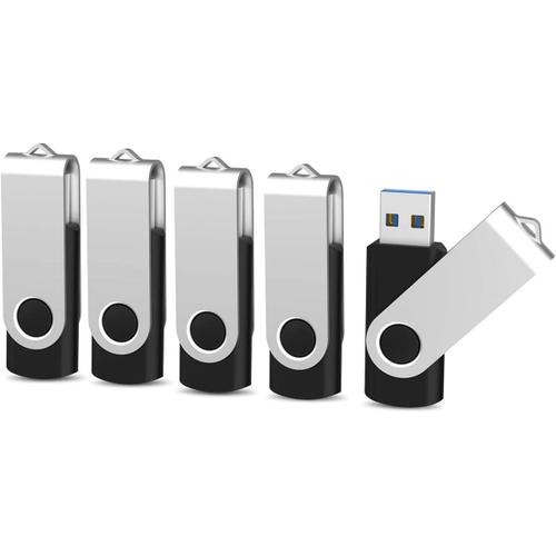 Cle USB 32 Go Clé USB 3.0 Lot de 5 Pas Cher Mémoire Stick pour Windows, PC, Ipad, Enregistreur, Linux (32 Go-3.0, Noir)