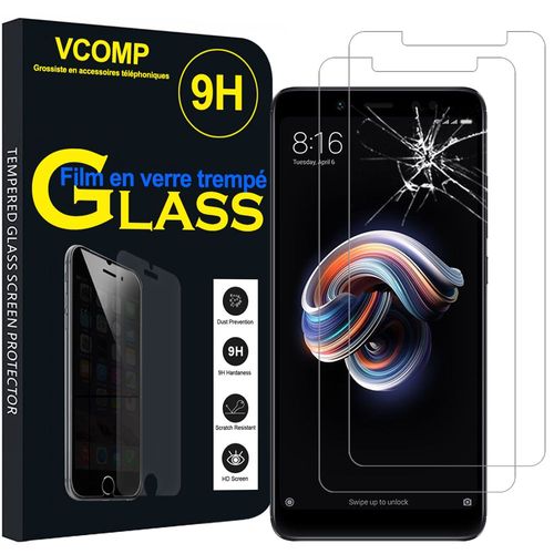 Lot / Pack De 2 Films Verre Trempé Pour Xiaomi Redmi Note 5/ Redmi Note 5 Pro 5.99" Protection D'écran