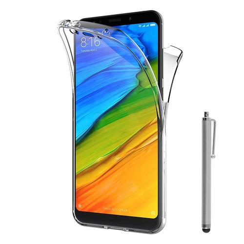 Coque Avant Et Arrière Silicone Pour Xiaomi Redmi 5 Plus 5.99" 360° Protection Intégrale - Transparent + Stylet