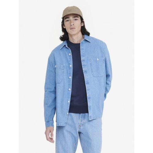 Surchemise Denim Avec Manches Longues - Chemise Homme Denim Light Bleach Xl - Xl