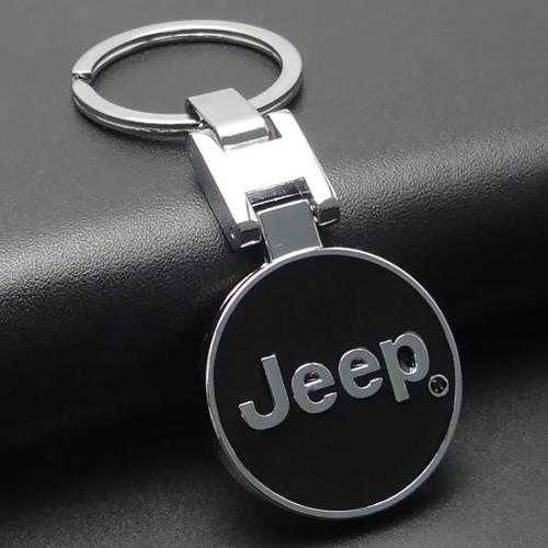 Porte clé Jeep en métal noir rond