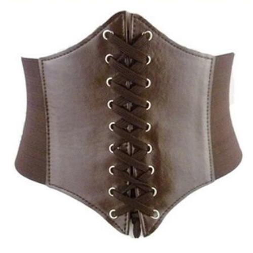 Corset Simili Cuir Unique Marron Corset Serre Taille Ceinture Marron Vintage Steampunk Moyen Âge Médiéval