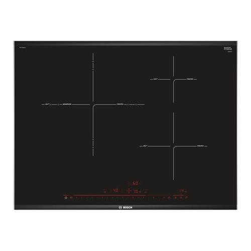 Bosch Serie 8 PID775DC1E - Table de cuisson à induction - 3 plaques de cuisson - Niche - largeur : 56 cm - profondeur : 49 cm - noir - avec garnitures biseautées avant et arrière, garnitures...