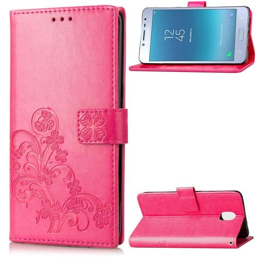 Samsung Galaxy J4 2018 Coque, Saturcase Lucky Clover Pu Cuir Magnétique Flip Portefeuille Support Porte-Carte Protecteur Cover Case Avec Dragonne Coque Housse Étui Pour Samsung Galaxy J4 2018 (Rose)
