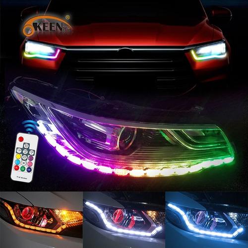 16leds 50cm - Bande Lumineuse Led Colorée Pour Voiture, Feu De Jour, Clignotant Jaune, Drl, Led Rgb Imperméable