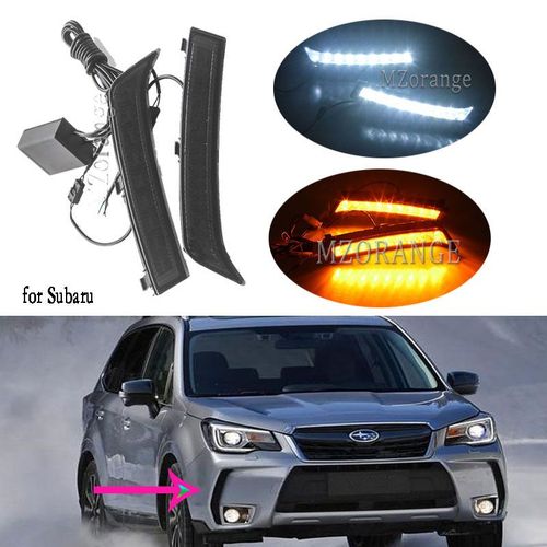 Blanc Et Jaune - Feu Clignotant Led Pour Subaru Forester, Feu De Jour Pour Subaru Forester 2013 2014 2015 2016 2017 2018, Feu Antibrouillard Drl