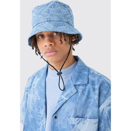 Bandana Denim Boonie Hat In Blue Homme - Bleu - One Size, Bleu