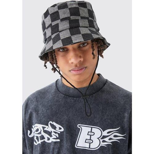 Checkerboard Bucket Hat In Black Homme - Noir - One Size, Noir