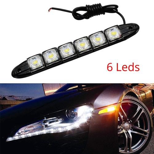 6led-Blanc - Coquille Noire - Lampe De Jour Flexible À Led Cob Pour Automobile, 1x6 9 10 12 16 20, Ampoule Étanche Pour La Conduite Et La Course