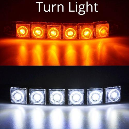 6led-Blanc Jaune - Coquille Noire - Lampe De Jour Flexible À Led Cob Pour Automobile, 1x6 9 10 12 16 20, Ampoule Étanche Pour La Conduite Et La Course