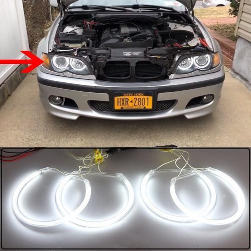 2x131mm Et 2x146mm - Phare Halo Angel Demon Eyes Blanc Ccfl, Lumière Pour Bmw Série 3 E46 316i 318i 320i 323i 325i 328i 330i 318d 1997 2006