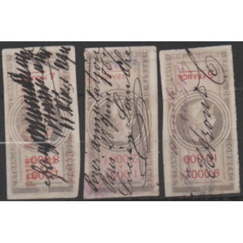 France: Timbre Fiscal. Lot De 3 Timbres Pour Effets Crées À L'étranger..