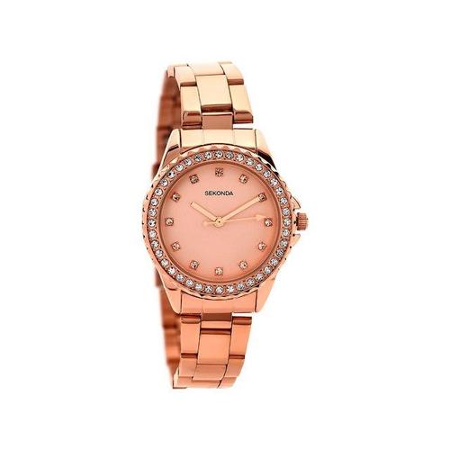 Sekonda Temptations Montre Bracelet Or Rose Plaqué Orné Femme