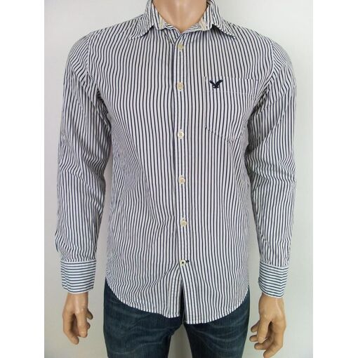 Chemise Homme American Eagle – Rayée, Boutonnée, Manches Longues – Taille M