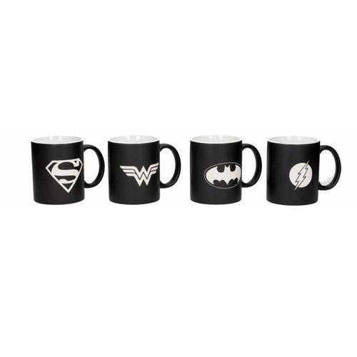 Set 4 Mugs Dc Universe Black & White Logo