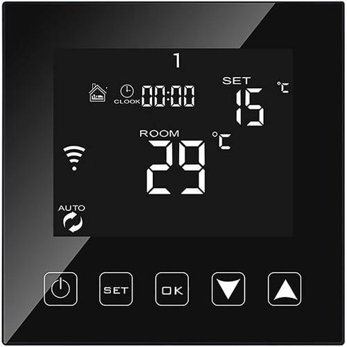 Intelligent Thermostat WiFi Connecté pour Chaudiere gaz/Eau 3A Filaire Alexa/Google Home/Tuya Smart Life APP Compatible, Thermostats d'ambiance Programmable Chaudière Murale Noir MNS