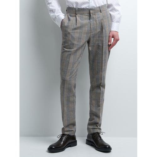 Pantalon Coordonnable Slim À Carreaux - Beige Kaki - 44