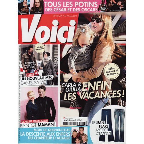 Voici / 07-03-2014 N°1374 : Carla Bruni (3p) - Scarlett Johansson (1,5p) - Pharrell Williams (2p)