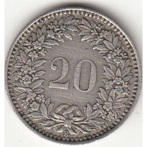 Suisse, 20 Centimes Tête De Libertas, 1939, Cupronickel