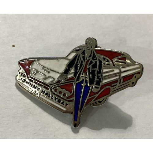 Pins Musique Johnny Hallyday Debout Devant Cadillac Argenté